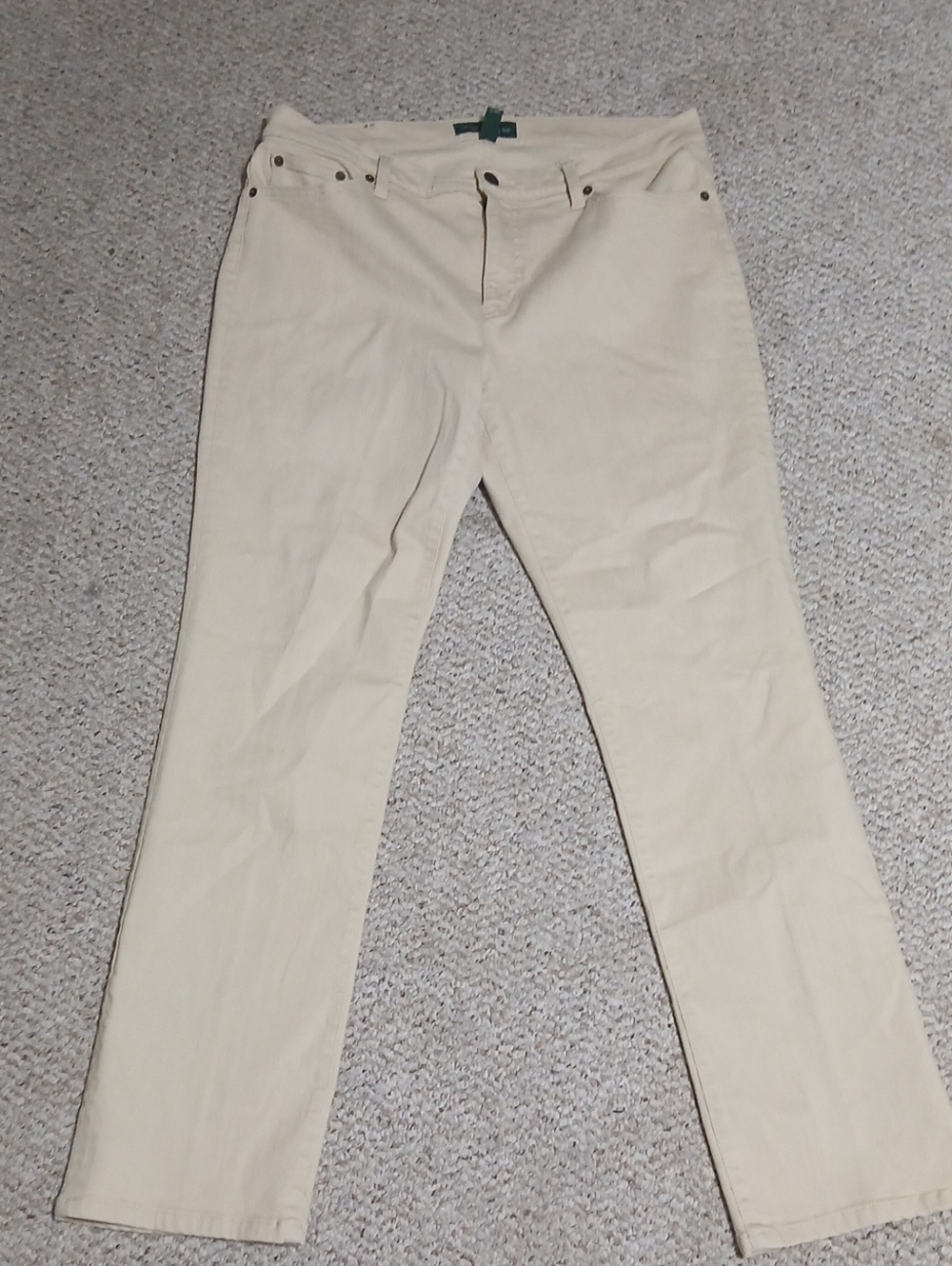 Lauren Ralph Lauren Cream Straight-Leg Jeans